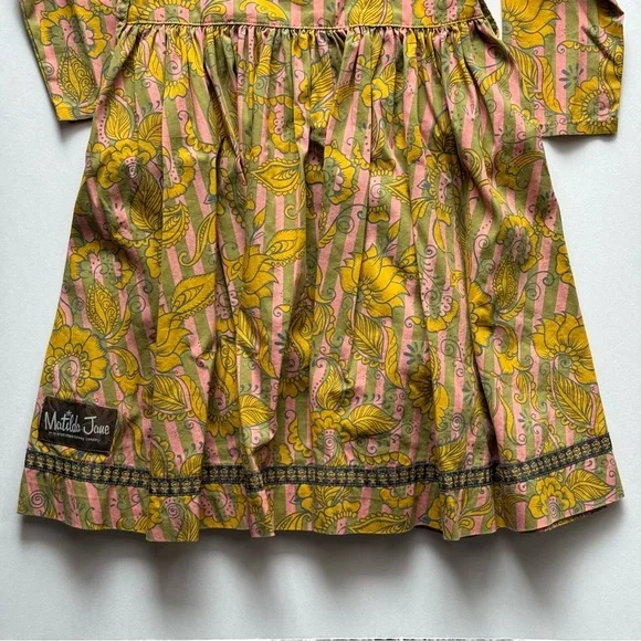 Matilda Jane Paisley Stripe Funky Pattern Pink, Yellow, & Olive Green Dress - Picture 7 of 9